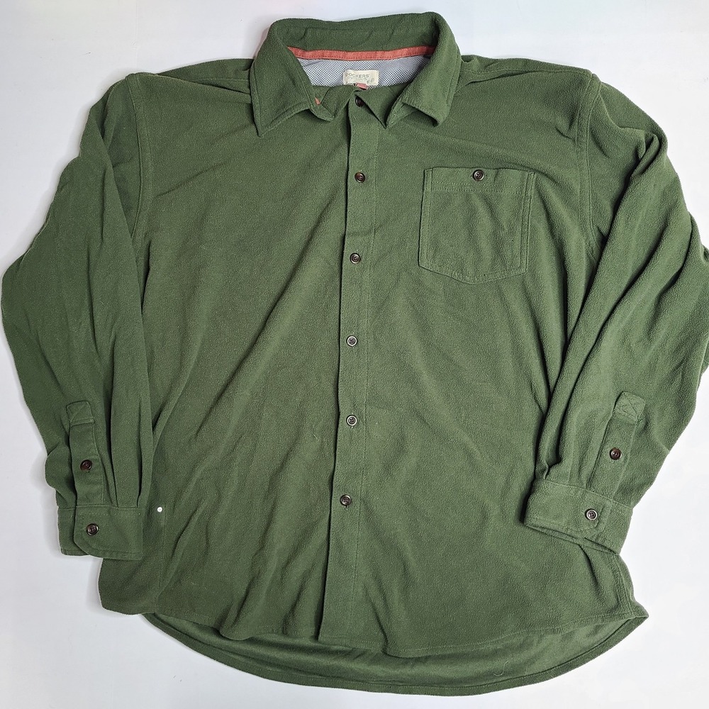 Dockers Outdoor Fleece Button Down Longsleeve Hiking Shirt Men's Size XL Green